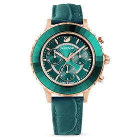 octea-lux-chrono-watch--leather-strap--green--rose-gold-tone-pvd-swarovski-5452498