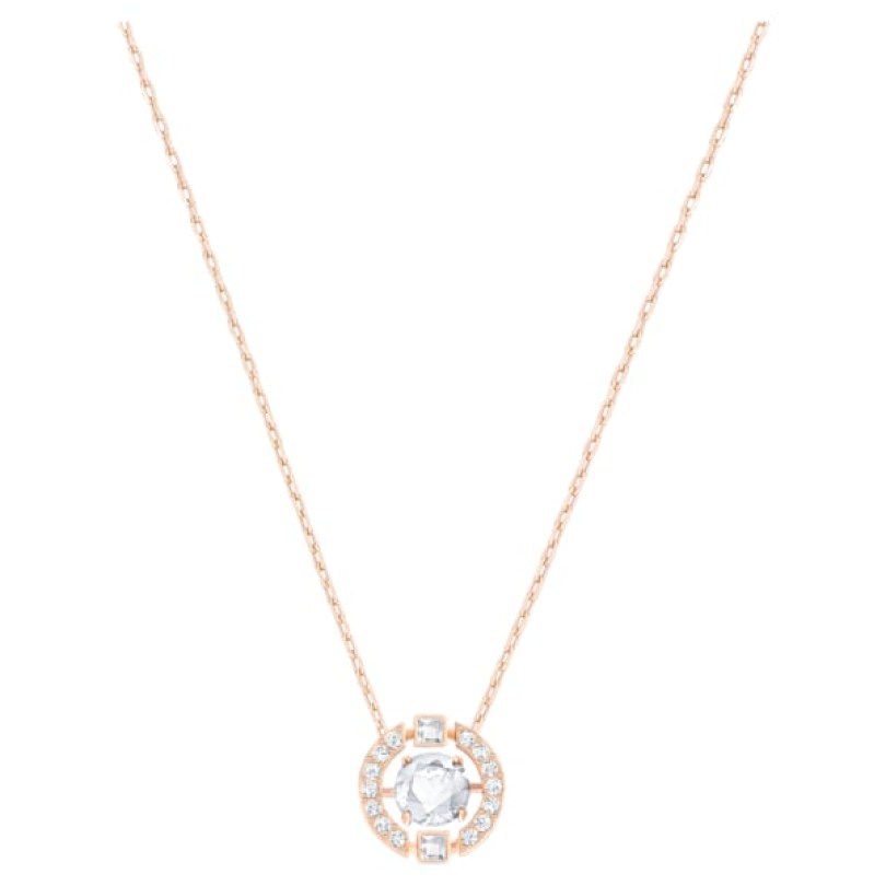swarovski-sparkling-dance-necklace--round--white--rose-gold-tone-plated-swarovski-5272364